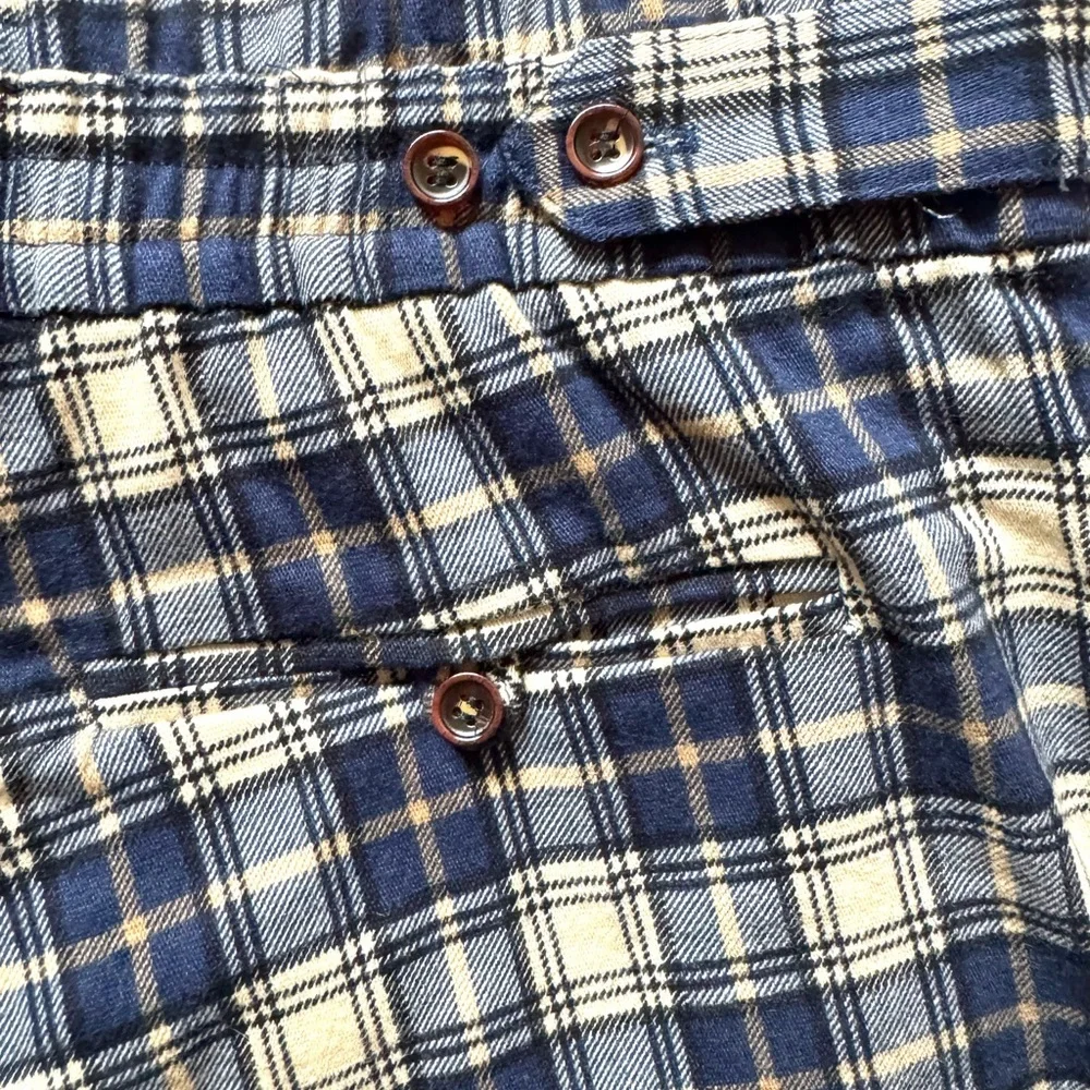 NWOT Men's ROMPERJACK short sleeved romper, jumpsuit, blue plaid flannel, size L